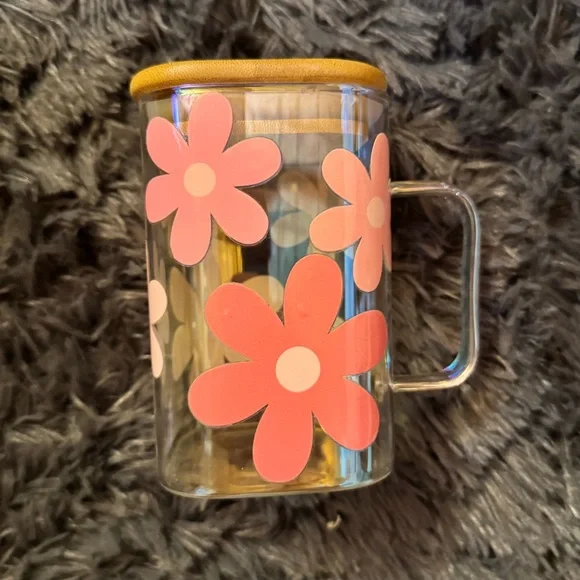 Flower squared glass cup - Picture 2 of 3